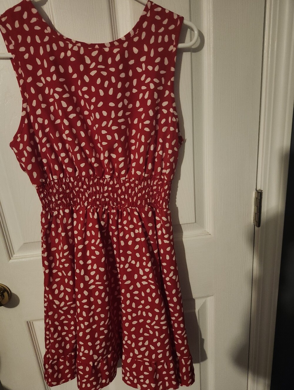 Red Polka Dot Smocked Waist Dress
